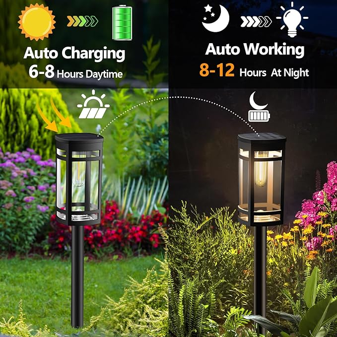 2 Pack Solar Lights Outdoor Waterproof for Garden Pathway Walkway Driveway Yard Lawn Decorative Landscape Lighting. (Warm White Light,2)