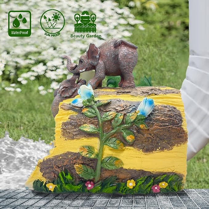 Elephant Gutter Downspout Extension Statues Garden Decoration,Rain Downspout Diverter Garden Statue,Decorative Gutter Extension,3"×4" Downspout Splash Block,Animal Resin Statue Outdoor Décor
