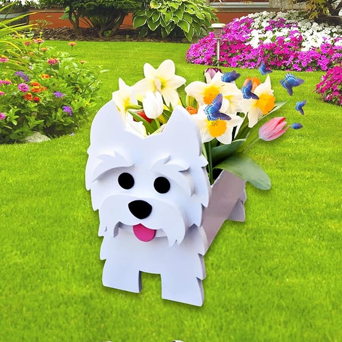 West Highland White Dog Planter Plant Pots,Cute Garden Dog Flower Planter,Dog Planters Birthday Gifts for Women,Office,Indoor/Outdoor Decor(9.45 * 5.75 * 12.2in)