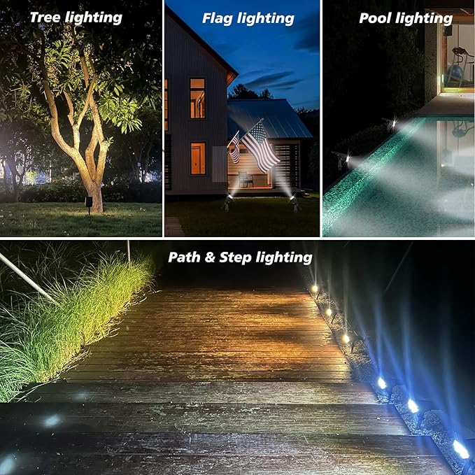 All-New Solar Spot Lights Outdoor Waterproof,20 LEDs Solar Tree Lights with 2 Modes,Landscape Spotlights for Pathway, Patio, Garden, Trees,Flag,Pool (4 Pack,White Light)