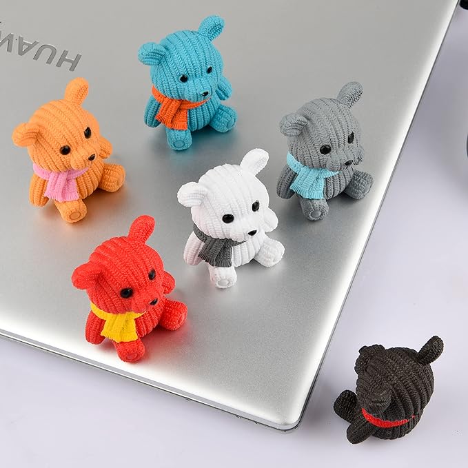 8Pcs Mini Resin Teddy Bear Figurines Cute Scarf Bears Desktop Ornaments Car Interior Decoration Garden FigurinesTiny Bear Statues Animals Sculpture Micro Landscape