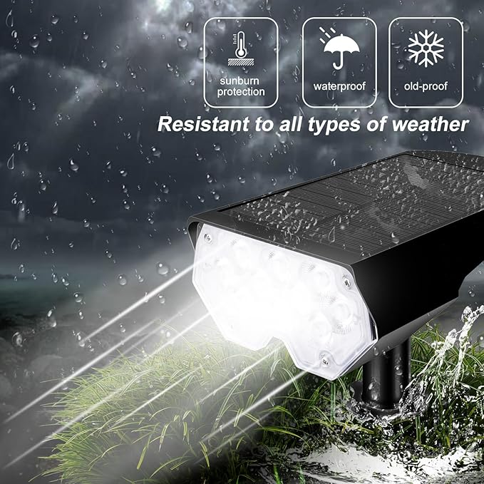 All-New Solar Spot Lights Outdoor Waterproof,20 LEDs Solar Tree Lights with 2 Modes,Landscape Spotlights for Pathway, Patio, Garden, Trees,Flag,Pool (4 Pack,White Light)