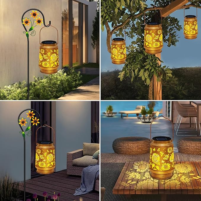 TEDOF Solar Lanterns Outdoor Waterproof,Sunflower Gifts for Women Gifts for Mom Women Grandma Decoration Outside for Yard, Patio,Backyard,Porch