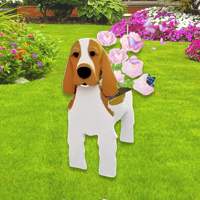 Brown and White Cocker Spaniel Dog Planter Plant Pots,Cute Garden Dog Flower Planter,Dog Planters Birthday Gifts for Women,Office,Indoor/Outdoor Decor(9.45 * 9.17 * 13.39in)