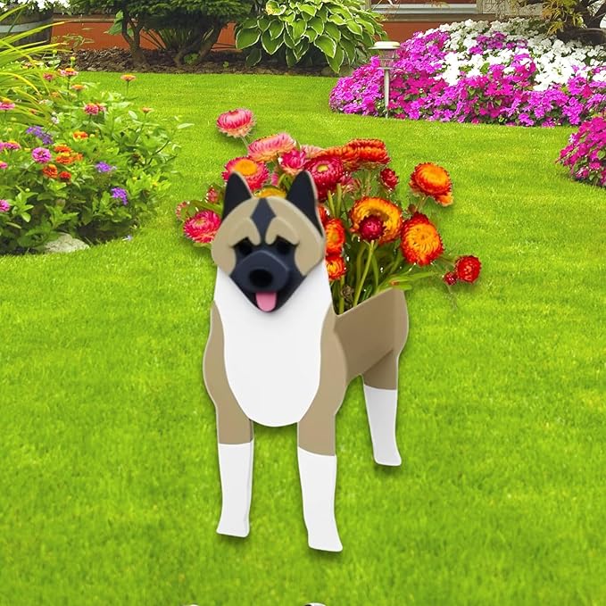 American Akita Dog Planter Plant Pots,Cute Garden Dog Flower Planter,Dog Planters Birthday Gifts for Women,Office,Indoor/Outdoor Decor(9.45 * 6.1 * 13.39in)