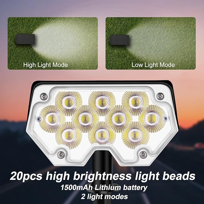 All-New Solar Spot Lights Outdoor Waterproof,20 LEDs Solar Tree Lights with 2 Modes,Landscape Spotlights for Pathway, Patio, Garden, Trees,Flag,Pool (4 Pack,White Light)