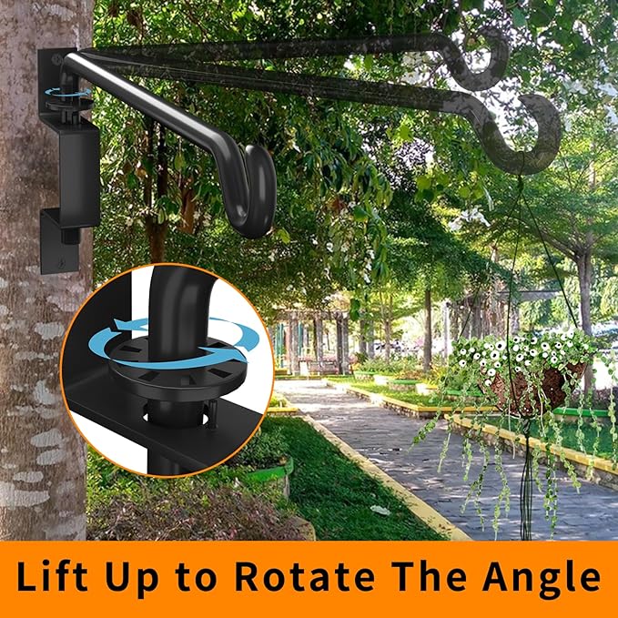 16 Inch 2 Pack Plant Hanger,Plant Hangers Outdoor,Plant Wall Hanger,Plant Hooks for Hanging Baskets,Plant Hooks for Wall,Bird Feeder Hanger,Bird Feeder Hangers for Outside,45°~180° Swivel Plant Hanger