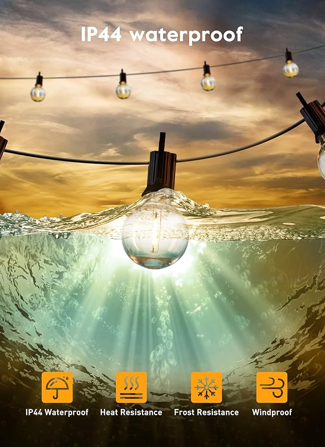 Outdoor String Lights with Remote - 58 Ft Globe Patio Lights, 4 Lighting Modes, 25 LED G40 Bulbs Waterproof Connectable Commercial Hanging Lights for Backyard Party