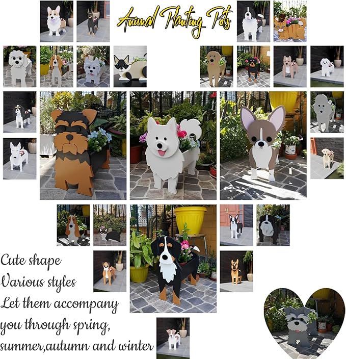 White French Bulldog Dog Planter Plant Pots,Cute Garden Dog Flower Planter,Dog Planters Birthday Gifts for Women,Office,Indoor/Outdoor Decor(9.45 * 6.3 * 13.35in)