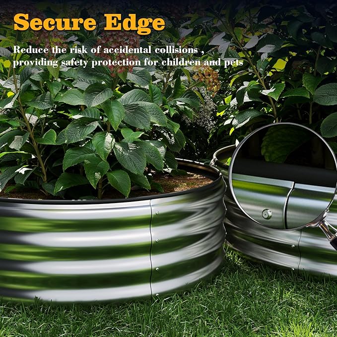 Large Raised Garden Bed Galvanized Metal Round Raised,Garden Bed Outdoor for Gardening 6x3x2FT for Vegetables Flowers Ground Planter Box