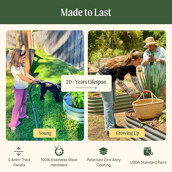 Vego garden Raised Garden Bed Kits, 17" Tall 9 in 1 8ft x 2ft Metal Raised Planter Bed for Vegetables Flowers Ground Planter Box, Sky Blue
