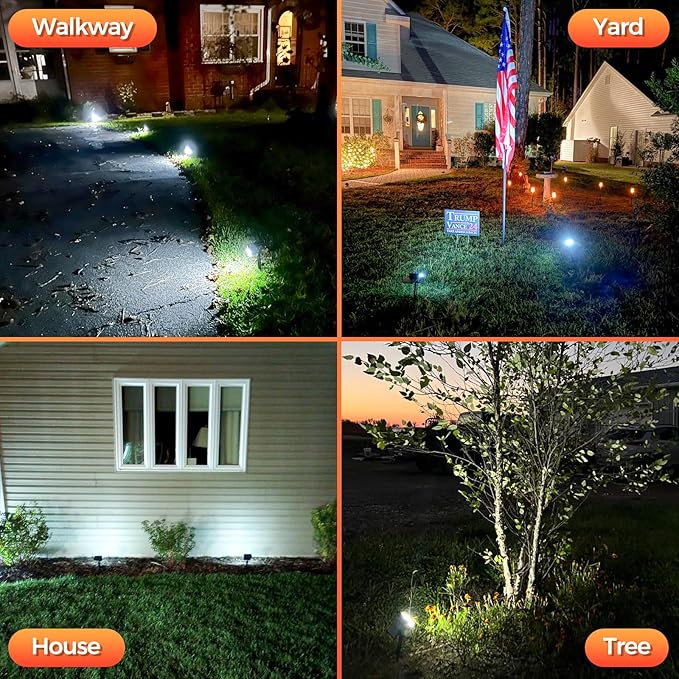 Solar Spot Lights Outdoor, 92 LEDs Landscape Lighting with 3 Lighting Modes and Auto On/Off, IP67 Waterproof Spotlights, Outdoor Solar Lights for Yard Garden, 2 Pack (Cool White)