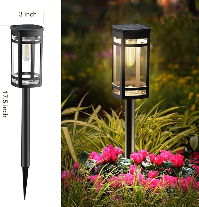2 Pack Solar Lights Outdoor Waterproof for Garden Pathway Walkway Driveway Yard Lawn Decorative Landscape Lighting. (Warm White Light,2)