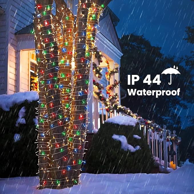 Color Changing 75ft 200 LED White & Multicolor Christmas String Lights with Remote, 11 Modes Twinkle Lights Waterproof for Christmas Party, Garden, Holiday, Xmas Tree Decor