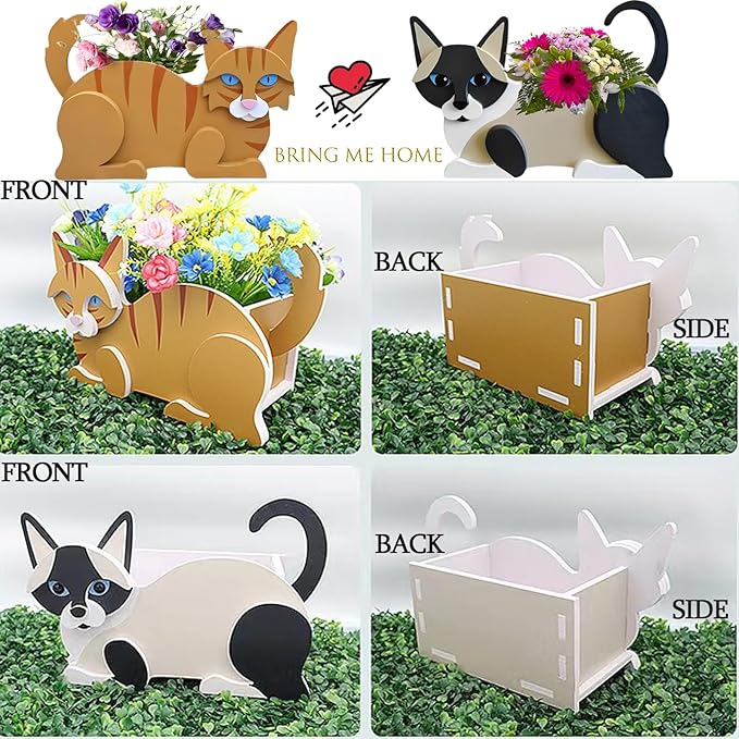 White Cat Planter Plant Pots,Cute Garden Cat Flower Planter,Cat Planters Birthday Gifts for Women,Office,Indoor/Outdoor Decor(12.5 * 5.6 * 7.8in)