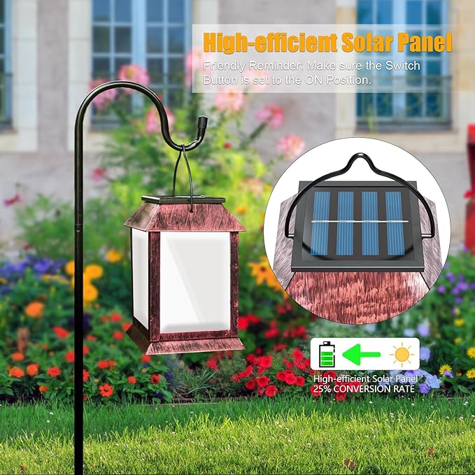 Solar Lanterns Outdoor Waterproof Upgraded Flashing Mode Solar Lantern Outdoor Lights Vintage Medieval Decor 3D Starry Hanging Outdoor Lanterns Lights Stake Lights for Yard Garden Decor(2PCS)