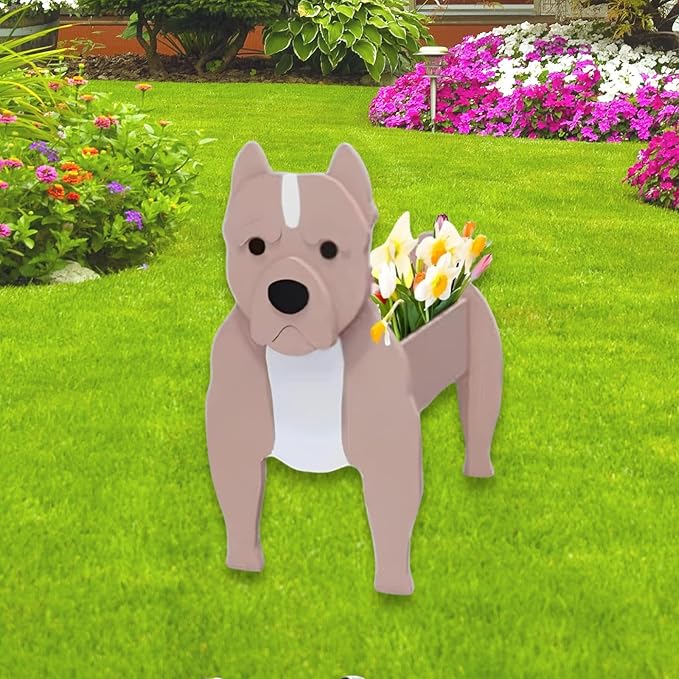 Bulldog Dog Planter Plant Pots,Cute Garden Dog Flower Planter,Dog Planters Birthday Gifts for Women,Office,Indoor/Outdoor Decor(9.45 * 7.32 * 13.5in)