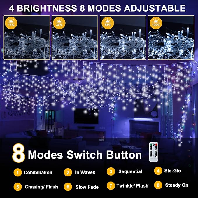 PEMOTech 432-LED 32.8FT DIY Decorative Lights with Remote & 8 Modes,Plug in Connectable Fairy Lights Timer for for Wedding, Storefront Decoration, Easter, Garden Parties & Waterproof Spring Nights
