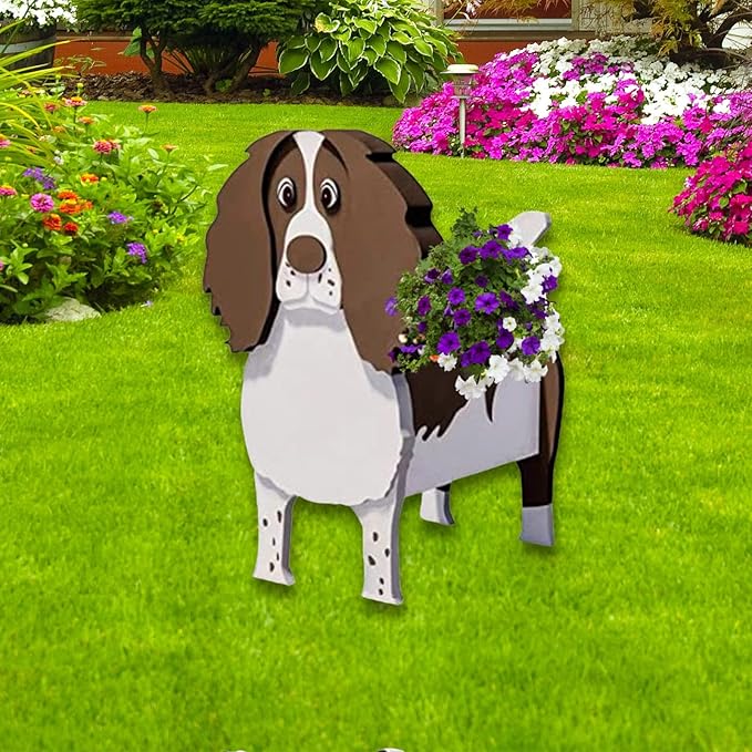 English Springer Spaniel Dog Planter Plant Pots,Cute Garden Dog Flower Planter,Dog Planters Birthday Gifts for Women,Office,Indoor/Outdoor Decor(9.45 * 6.89 * 13.35in)