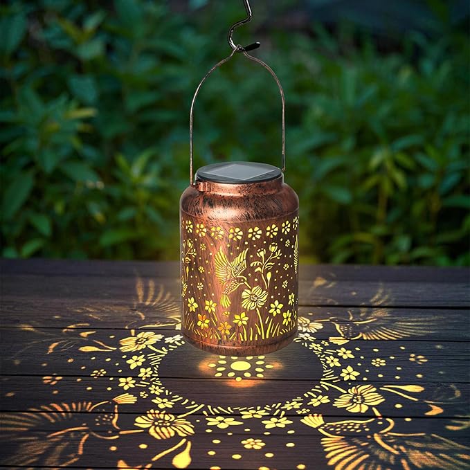 2 Pack Hummingbird Lanterns Outdoor, Waterproof Hanging Lantern Garden Decor, Birthday Gifts for Women, Men, Mom, Mothers Day Gifts, Lights Outdoor Apply Patio, Yard, Lawn, Balcony
