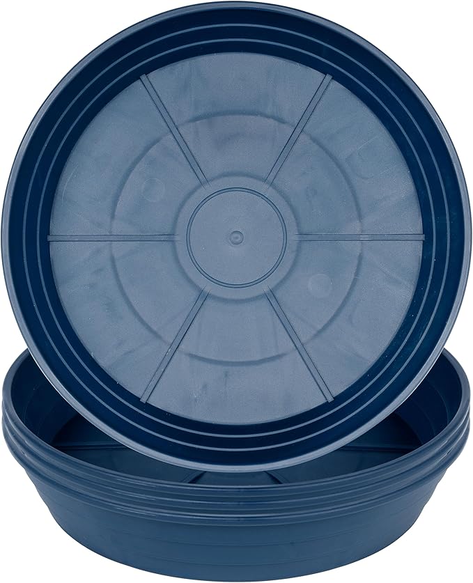 Plant Saucer 6 Inch 4 Pack 6 8 10 12 14 16 18 20 25, Plastic Plant Trays for Pots,Extra-Deep Plant Water Dray Tray, Bird Bath Bowl, Heavy Flower Plant saucers Indoors and Outdoor No Holes 6in-4 blue
