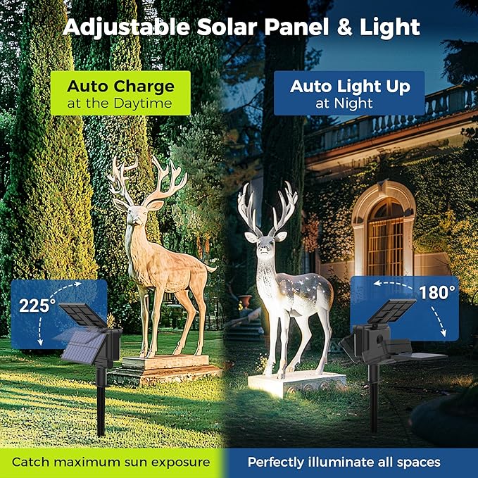 Solar Spot Lights Outdoor Waterproof for Flag, Tree, House, Garden, Yard, Landscape Spotlights for Accent Uplighting Halloween Christmas Decorations-6 Pack