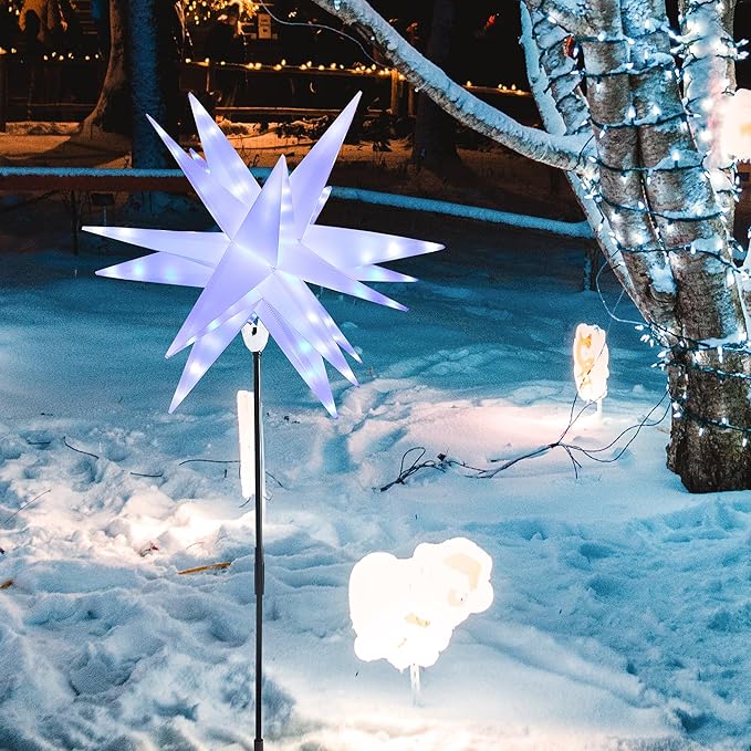 FUCHSUN 23 Inch 90 LED Moravian Star Light, Christmas Tree Topper Hanging Stars Lights Outdoor, Color Changing & 6 Lighting Modes, Ceiling Balcony Xmas Party Porch Yard Room Holiday Wedding Decoration