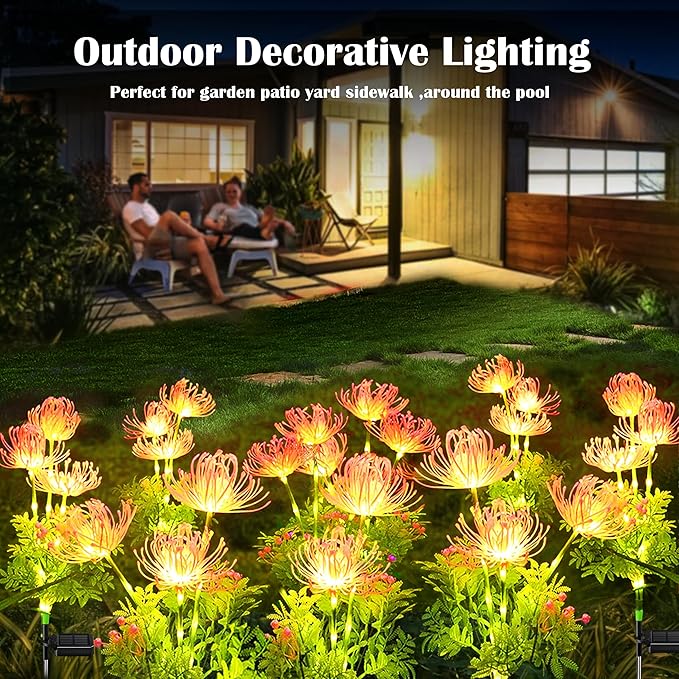 SunKite Solar Garden Lights, Solar Flowers Lights with Glowing Flowers & Stems, Outdoor Stake Decorative Lighting Waterproof for Garden,Yard Patio Pathway Decor,Gift for Mother(4 Pack)
