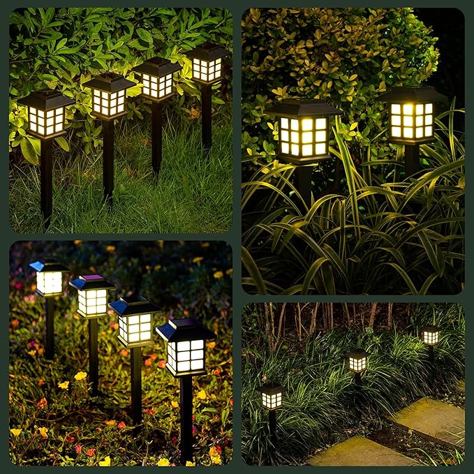 Solar Garden Outdoor Lights 12 Pack,Outdoor Landscape Lights Solar Waterproof Garden LED Lights for Pathway Patio Driveway Walkway Porch, Auto On/Off (Warm Light)