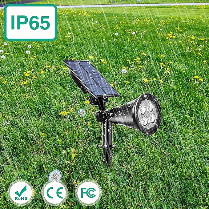T-SUNUS Blue Solar Lights Outdoor Waterproof IP65, 2 Pack Garden Spotlights, Auto-on/Off Security Landscape Pond Spot Light 2 Modes for Halloween Christmas Tree Patio Garage Yard Driveway Pool Fence