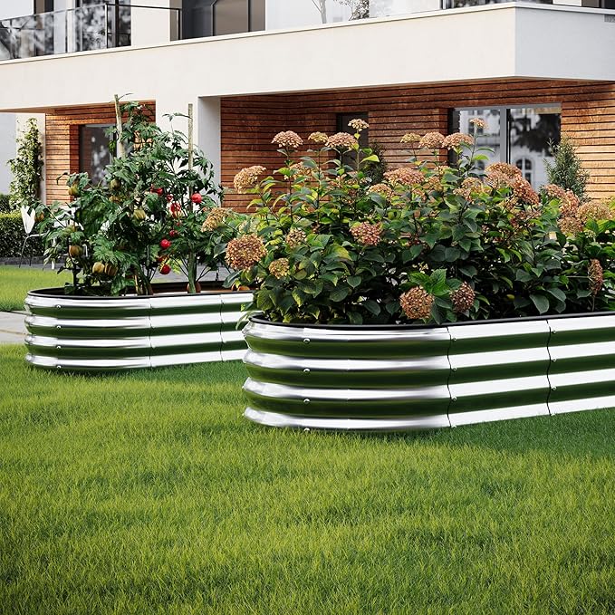 Galvanized Metal Planter Raised Garden Bed Kit for Gardening Outdoor,4x2x1ft 2 Planter Grow Garden Box Raised Flower Bed,Long Vegetable Clearance Herb Raised Garden Beds for Gardening Metal