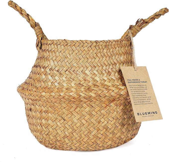 Basket Planter β Seagrass Plant Pot for Artificial Olive Tree, Decorative 6-7 Inch Indoor Wicker Pot with Handles (Original, Small)