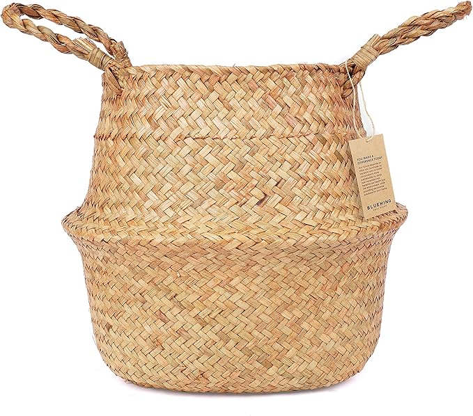 Tree Basket β Wicker Seagrass Planter for Tall Indoor Fake Olive House Plants, Decorative Rattan Baskets for 7-8 Inch Small Plant Pots (Original, Medium)