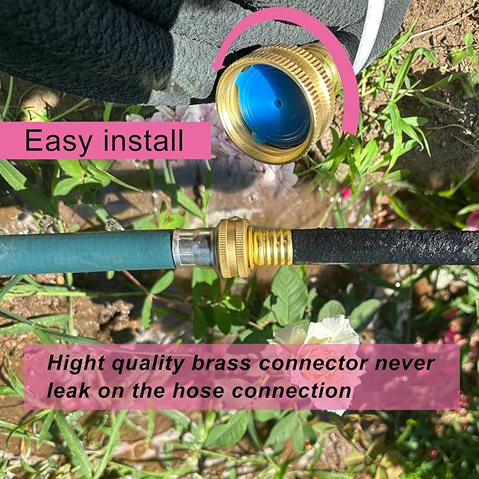 Rubber Soaker Hose, 1/2 inch, 100ft Garden Hose for Irrigation,Water-Saving up to 70%, Brass Connector Leak-Proof, Heavy-duty Hose, Watering for Trees,Lawns, Vegetables and Flowers.