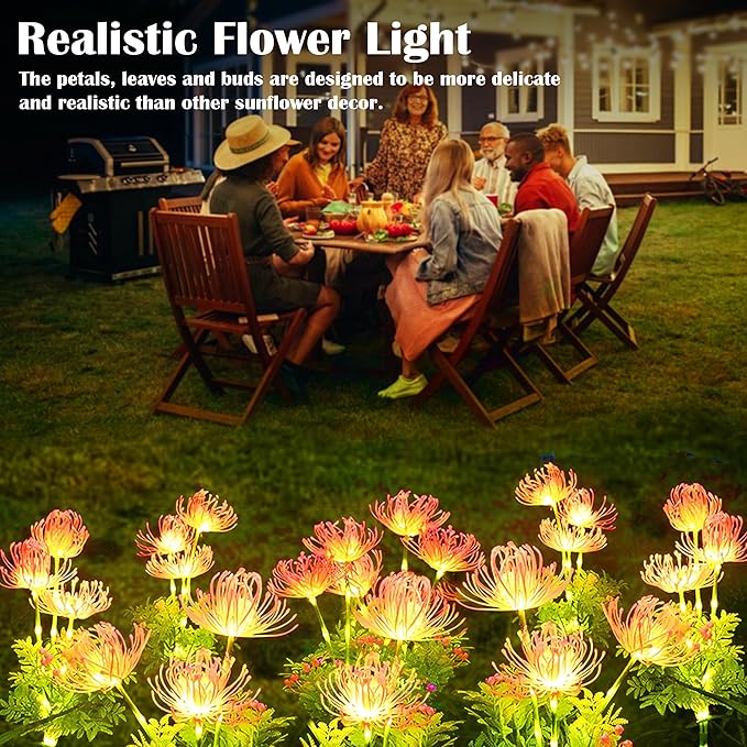 SunKite Solar Garden Lights, Solar Flowers Lights with Glowing Flowers & Stems, Outdoor Stake Decorative Lighting Waterproof for Garden,Yard Patio Pathway Decor,Gift for Mother(4 Pack)
