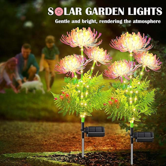 SunKite Solar Garden Lights, Solar Flowers Lights with Glowing Flowers & Stems, Outdoor Stake Decorative Lighting Waterproof for Garden,Yard Patio Pathway Decor,Gift for Mother(4 Pack)