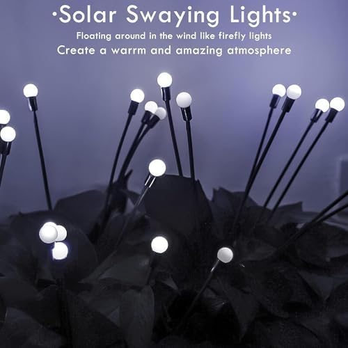 OZS 8Pack 64LED Solar Garden Lights - Solar Lights Outdoor, Solar Firefly Lights, Solar Swaying Light, Sway by Wind, Solar Fairy Lights Waterproof for Garden Patio Pathway Decoration(Cool White)