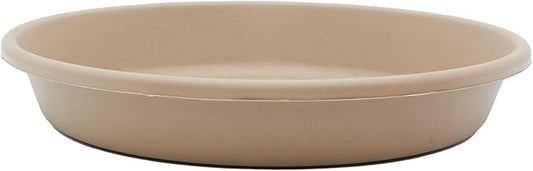 The HC Companies 10 Inch Round Plastic Classic Plant Saucer - Indoor Outdoor Plant Trays for Pots - 10.75"x10.75"x1.75" Sandstone