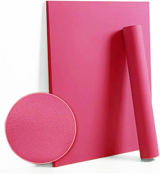 Dimoon 393''x17.7'' Pink Peel and Stick Wallpaper Contact Paper Modern Self Adhesive Wall Paper Removable Renter Friendly Textured Solid Color Shelf Cabinet Vinyl Roll (393''x17.7'',Rose Red)