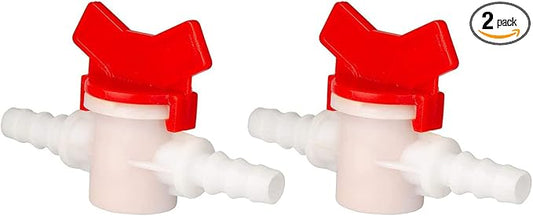 2 Pack Barbed Ball Valve 1/4" OD In-Line Ball Valve Shut-Off Switch with Hose Barb for Drip Irrigation and Aquariums Agricultura Garden
