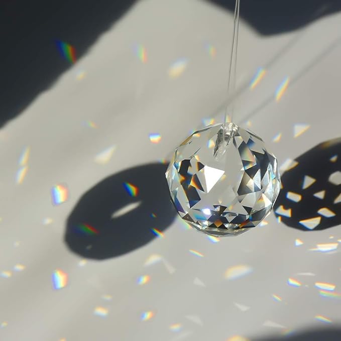 MerryNine 40mm Clear Crystal Ball Prism Sunshine Catcher Rainbow Pendants Maker, Hanging Crystals Prisms for Windows, for Feng Shui, for Gift(40mm/1.57" 10pack)