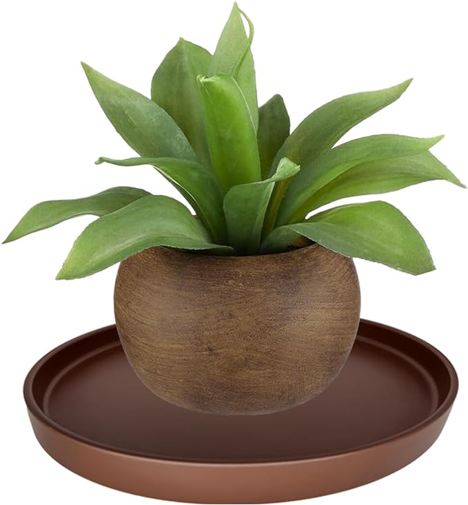 Ceramic Plant Saucer Pot Tray 12 Inch, Planter Saucers 4 5 6 7 8 9 10 11 12 13 Inch for Indoors Outdoor, Durable Sturdy Flower Drainage drip Water Tray for Glazed Pots Base (12.7 Inch-Brown)