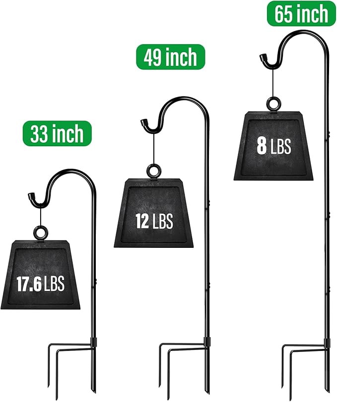 GOFORWILD Shepherd Hook 2 Pack Black, 33 inches Tall, Made of Premium Metal for Garden Decor, Plant Hanger, Lantern Hook, Solar Light Hanging, 7011