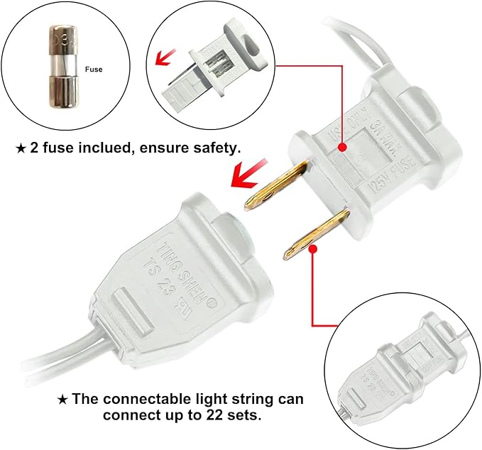 MULTI-SPARKING White LED Christmas Lights - 100 Count Cool White Christmas String Lights for Tree, Party, Wedding, Holiday, Indoor and Outdoor Decor, 33 Feet White Wire, UL Certified, Connectable