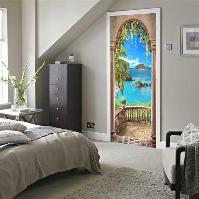 3D Door Stickers - Peel & Stick Murals - Landscape - Self-Adhesive, Removable PVC Waterproof Door Poster - 37.4" x 82.7"