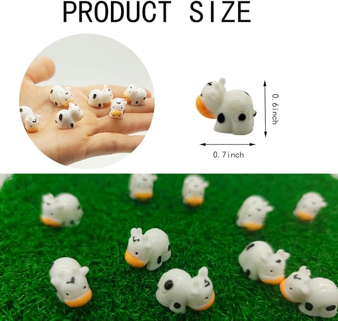 DoubleWood Mini Cow Figurines Set, 60 Pieces, Resin Mini Animals Decorations for Fairy Gardens and Miniature Landscapes (60, White)