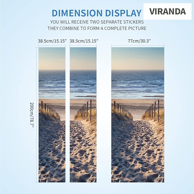 3D Door Stickers - Murals - Peel & Stick - Stairs - Blue - Modern - PVC - Waterproof - Removable - 37.4" x 82.7"