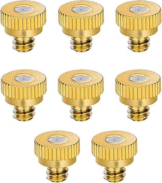 Aopin G 3/16 Brass Misting Nozzles 0.15mm / 0.006" Orifice Atomizing Mister Sprayer Nozzle Suitable For Outdoor Cooling,Garden Irrigation,Fountain, Crop Nutrient Injection, Greenhouse 8 Pcs