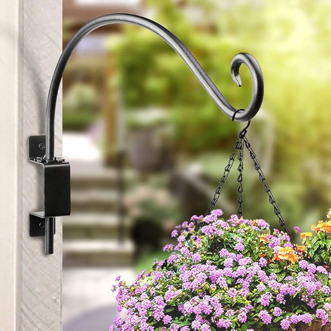 AJART Bird Feeder Hanger of Swivel Hanging Plant Bracket for Outdoor(Black) More Suitable for Outside birdhouses Plant Hooks (16"-2PCs)