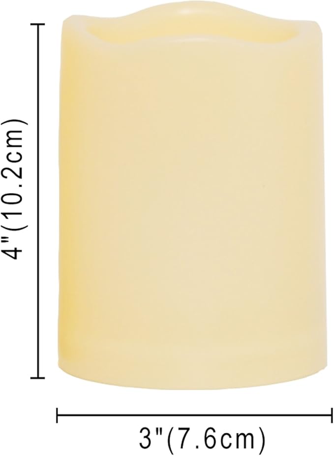 CANDLE CHOICE Waterproof Outdoor Battery Operated Flameless Candles with Timer Realistic Flickering Plastic Fake Electric LED Pillars for Lantern Garden Wedding Christmas Decorations 3”x4” 3 Pack
